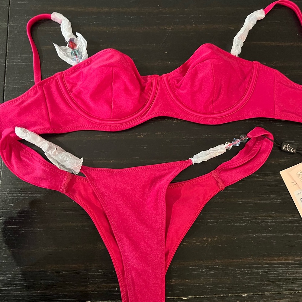 Oh Polly Bead Embellished Bikini Top and Cheeky Bottom - Size S